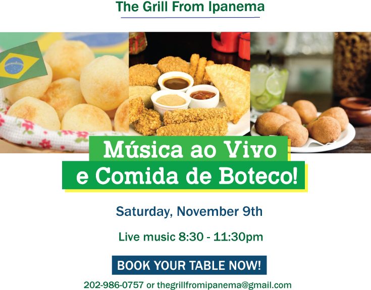 Live Music & Comida de Boteco Nov 9th 8:30pm-11:30pm